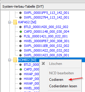 Ansicht Codierung im Esys